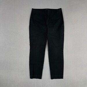 Talbots Pants Womens 6P Black Chatham Ankle Straight Leg Side Zip Cotton Blend